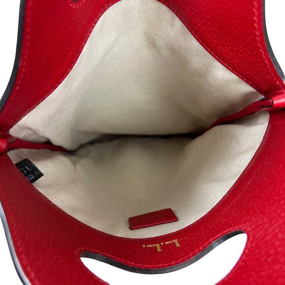 Gucci Red Leather GG Monogram Long Top Handle Canvas BAg - Picture 6 of 10